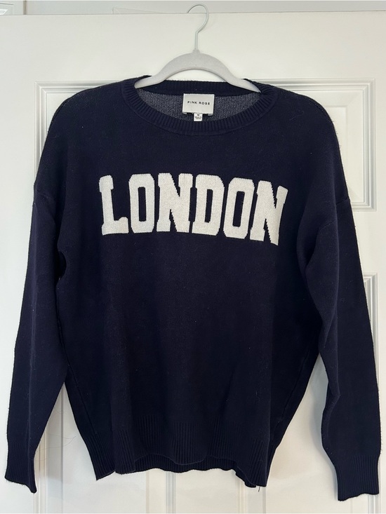 Pink Rose Sweaters - Pink Rose Navy Crewneck Sweater